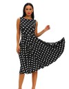 Rochie Retro Neagra cu Buline Albe 